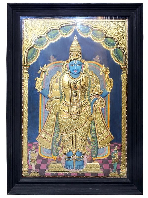 Standing Lord Vishnu | Traditional Colors With 24K Gold