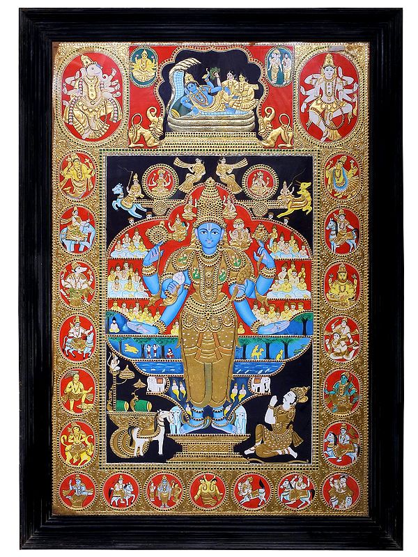 Lord Krishna Shows Vishwarupa to Arjun in The Gita | Traditional Colors With 24K Gold