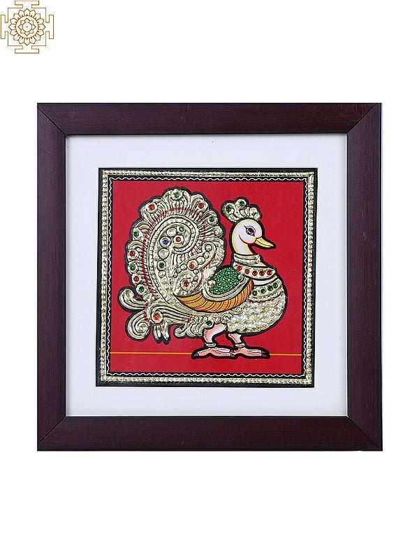 Peacock | Tanjore Painting with Gold Foil Work
