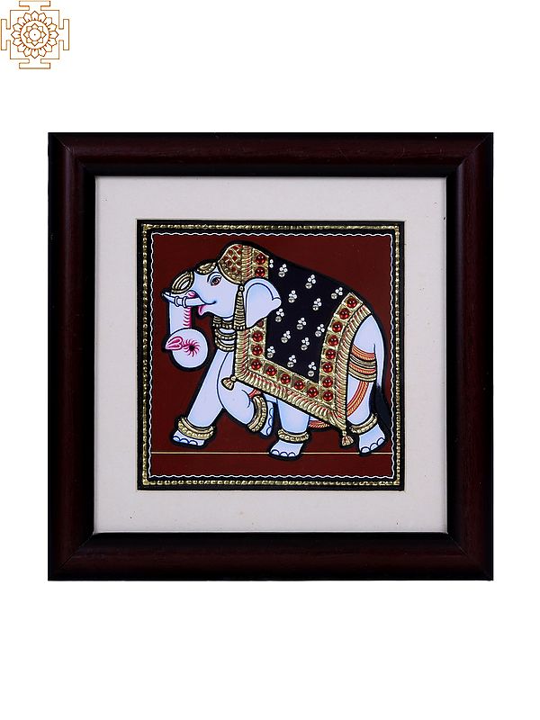Decorative Elephant | Tanjore Art with Gold Foil Work