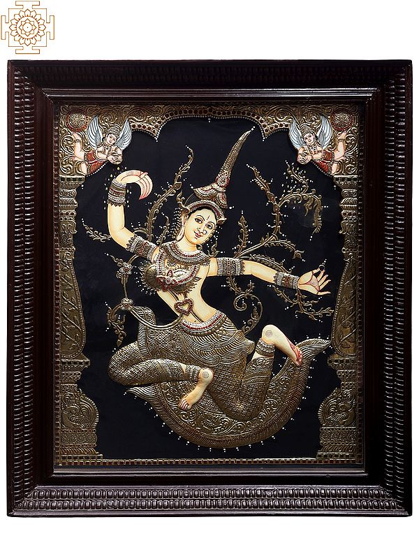Devi Sita Tanjore Painting in the Idiom of Thai Temple Murals | Traditional Colors With 24K Gold