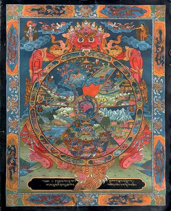 Wheel of Life Thangka (Brocadeless Thangka)
