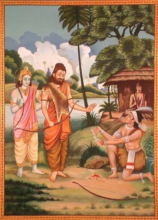Eklavya Paying Guru Dakshina to Dronacharya (A Poignant Episode from the Mahabharata)