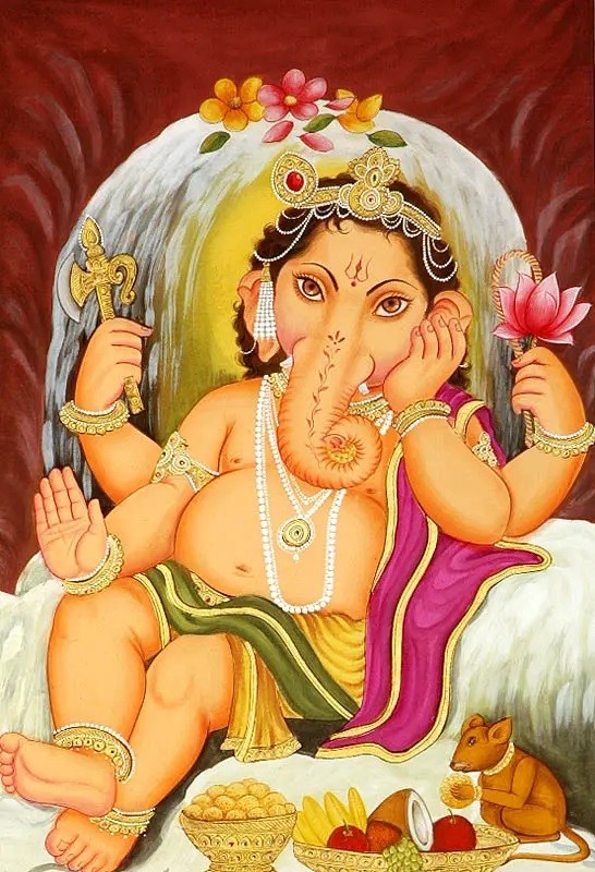 Shiva Linga Protects Baby Ganesha