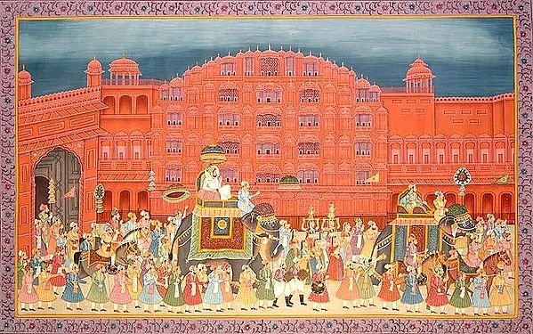 Procession at Hawa Mahal of Jaipur