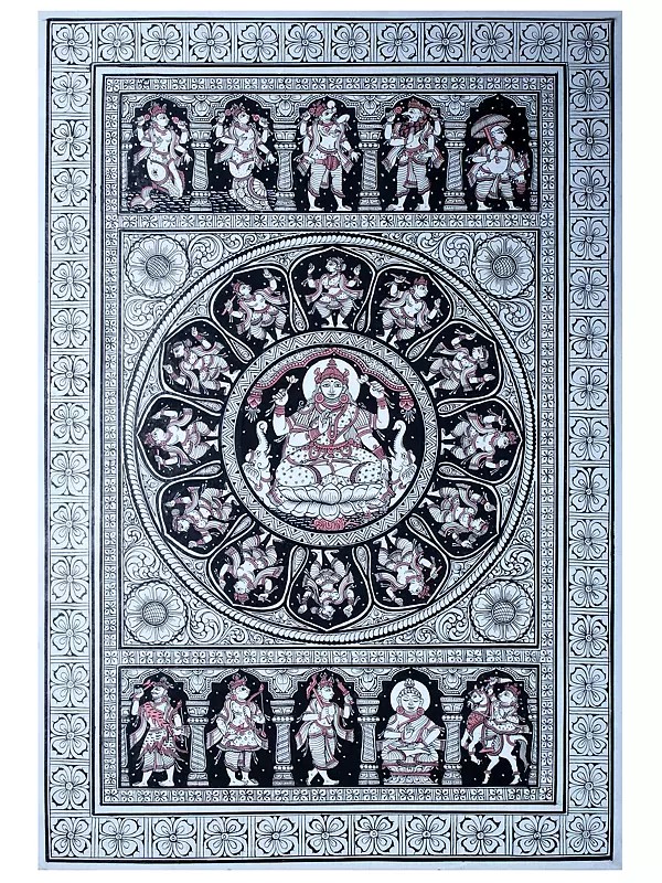 Goddess Lakshmi With Ten Incarnations of Lord Vishnu (Dashavatara)