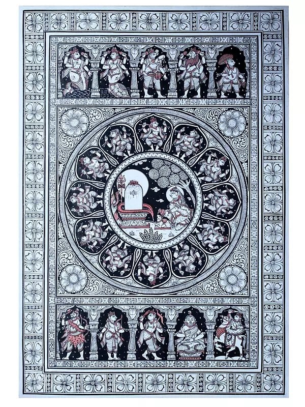 Devi Parvati Worship of Shiva Linga with Lord Vishnu Dashavatara