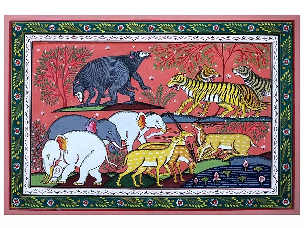 Animals and a Lotus Pond