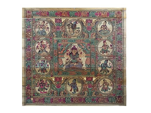 Devi Saraswati with Ten Incarnations of  Lord Vishnu (Dashavatara)