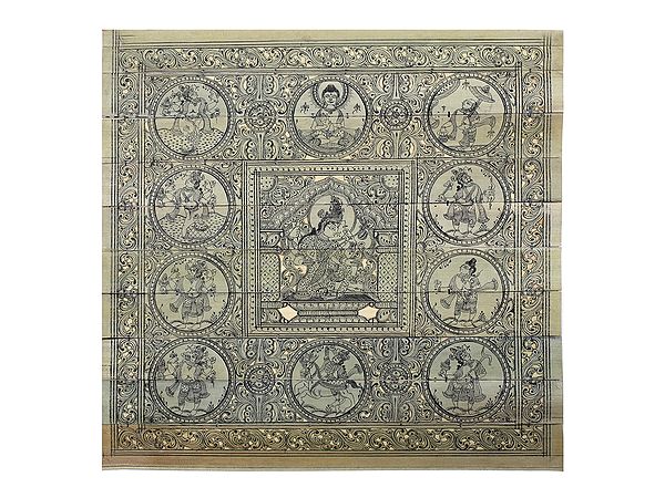 Goddess Saraswati at Center with Lord Vishnu's Dashavatara