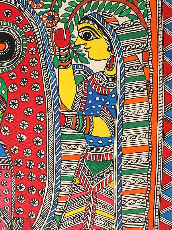 Radha Krishna With Gopis Madhubani Painting Exotic India Art