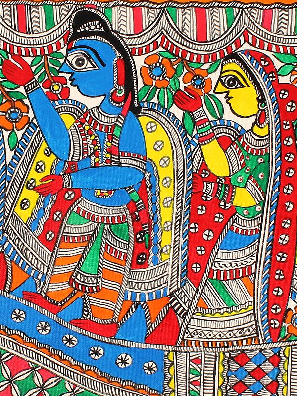 Nauka Vihar - Siya Ram, Lakshman and Hanuman | Madhubani Painting ...