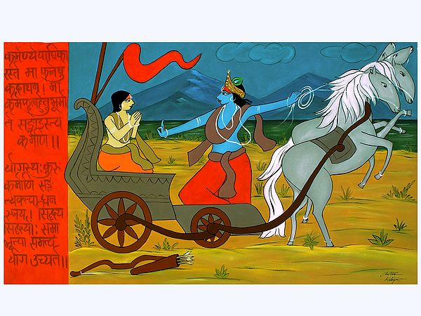 Updesh of Krishna With Shloka | Acrylic On Canvas