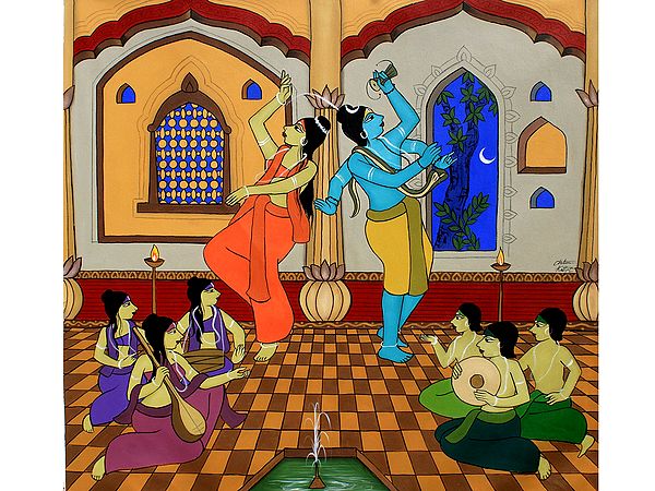 Shiva Parvati Dancing Together | Acrylic On Canvas