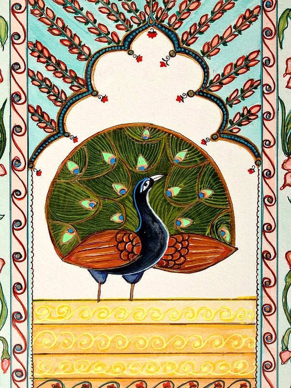 Mughal Peacock | Acrylic on Canvas | Exotic India Art