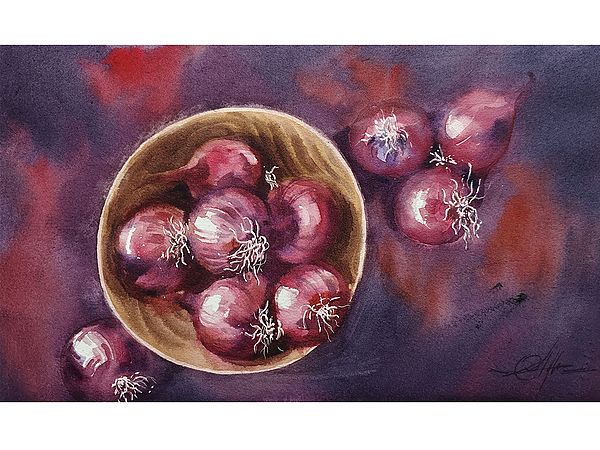 Onion Still Life | Loose Watercolour Painting | By Achintya Hazra