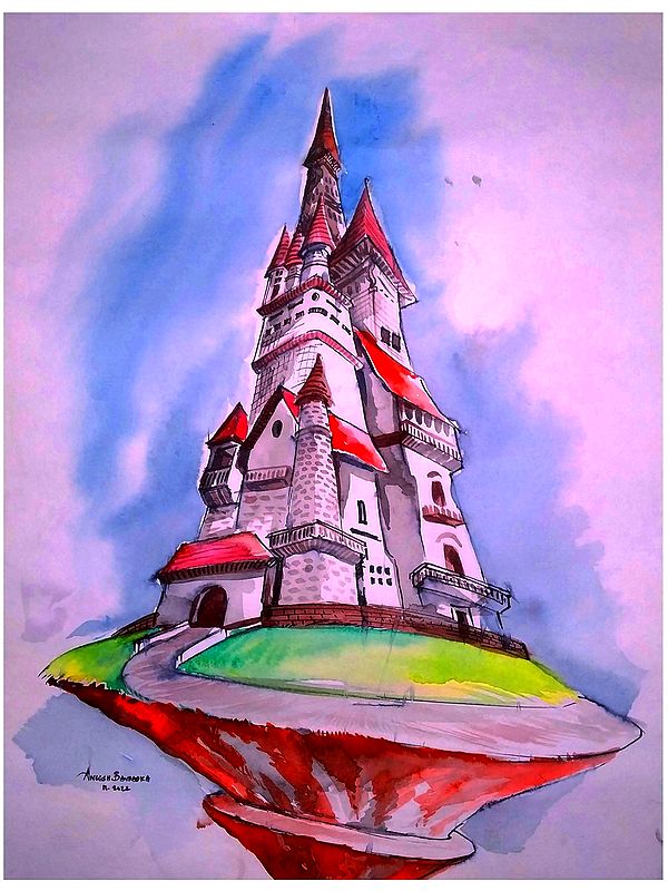 Fairy Tale Castle | Acrylic on Paper | Painting By Aneesh Bandadka