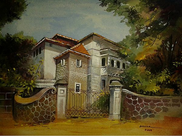 The Villa | Acrylic on Paper | Painting By Aneesh Bandadka