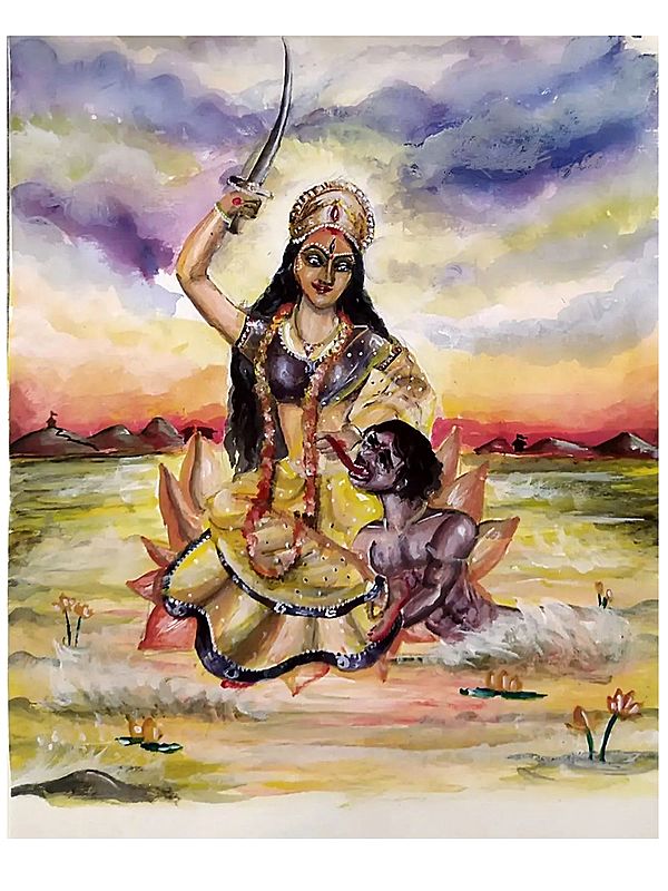 Devi Bagalamukhi | Acrylic on Paper | Painting by Ankit Bagde