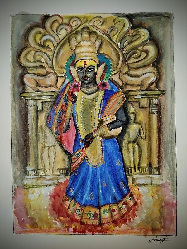 Goddess Mahalakshmi, Kolhapur | Acrylic on Paper | Painting by Ankit Bagde