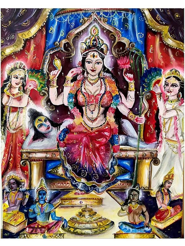 Goddess Tripura Sundari (Lalita) | Acrylic on Paper | Painting by Ankit Bagde