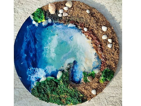 Ocean and Cave Art | Resin Art | By Khushi Sahani