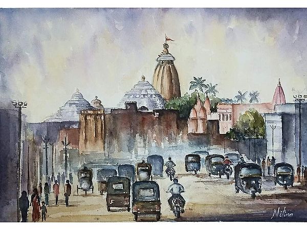 Jagannath Temple Puri | Watercolour Painting on Handmade Paper