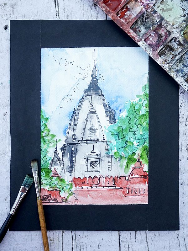 Kashi Vishwanath Temple | Watercolor Painting by Shiva Pandey