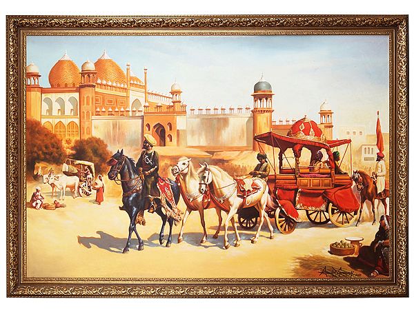 Royal Procession In Front of The Jama Masjid | Without Frame | Oil Painting on Canvas