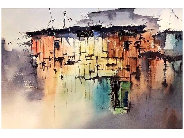 Shanty Town | Painting By Santu Naskar | Water Colour On Paper