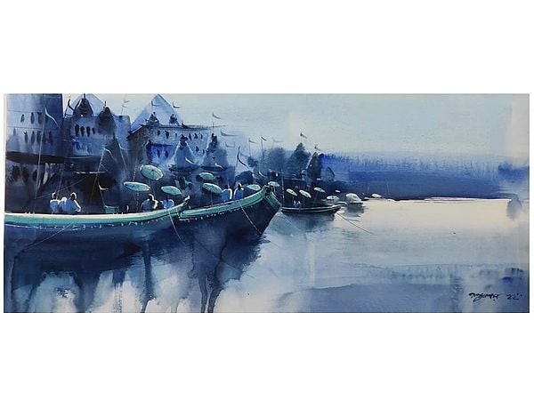 Kashi Vishwanath Varanasi | Painting By Santu Naskar | Water Colour On Paper