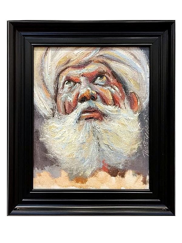 Old Man With White Beard And Turban | Boby Abraham | Oil On Canvas | With Frame