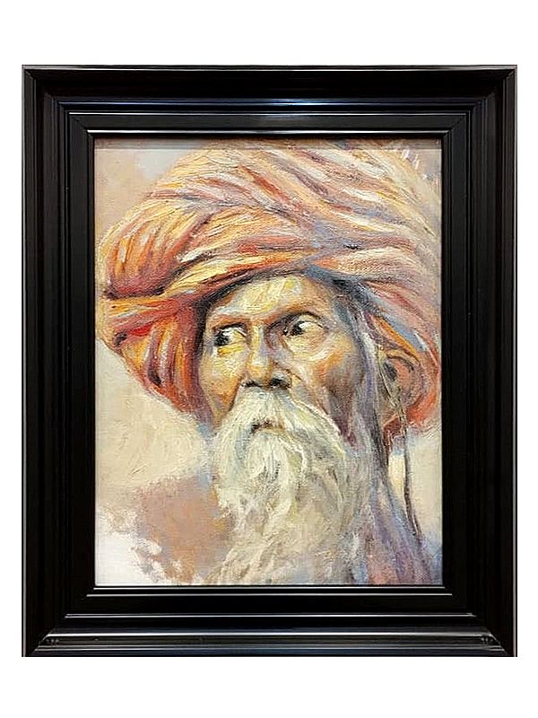 Old Man With Orange Turban | Boby Abraham | Oil On Canvas | With Frame