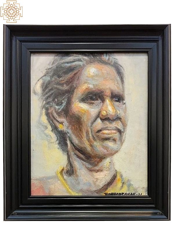 Old Lady | Boby Abraham | Oil On Canvas | With Frame