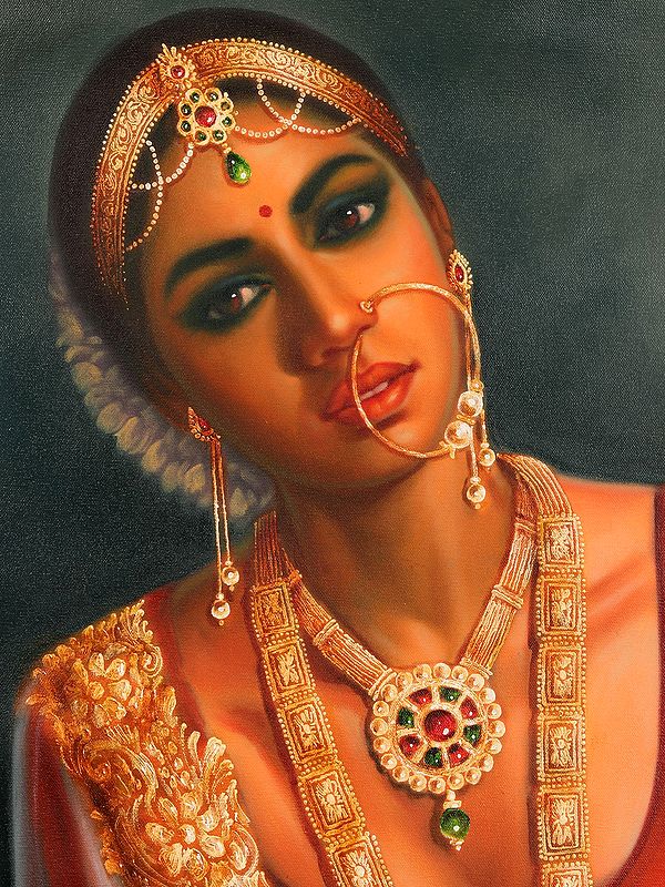 Love Lorn Lady Oil Painting on Canvas | Without Frame | Exotic India Art