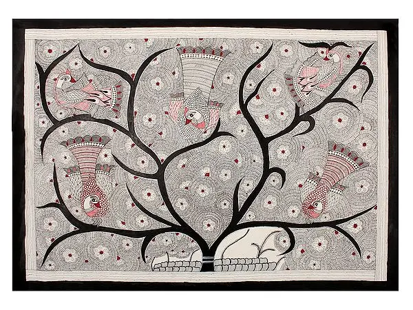 Peacocks on Tree | Madhubani Painting