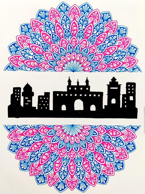 Mumbai Skyline Mandala Artwork