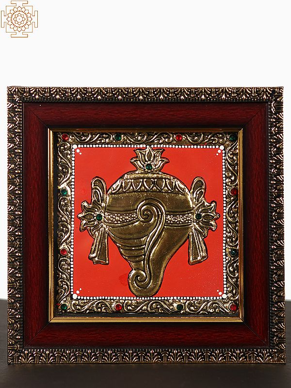 Panchajanya - Vaishnava Symbol | Tanjore Painting with Frame