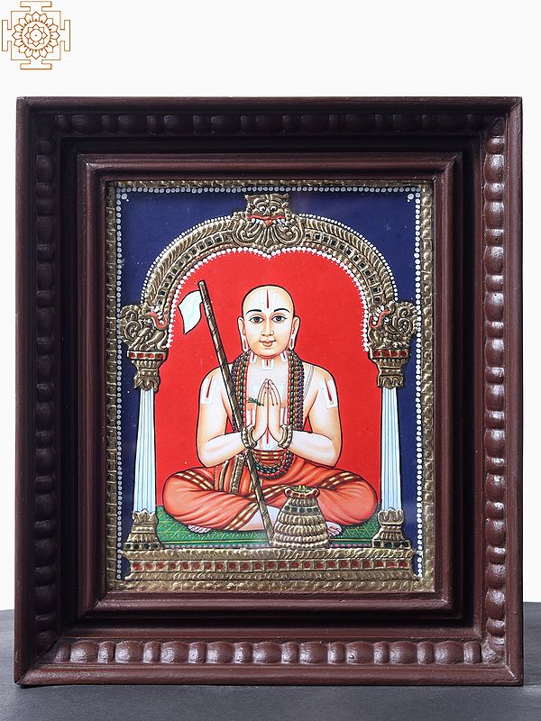 Swamy Ramanujacharya Tanjore Painting with Teakwood Frame