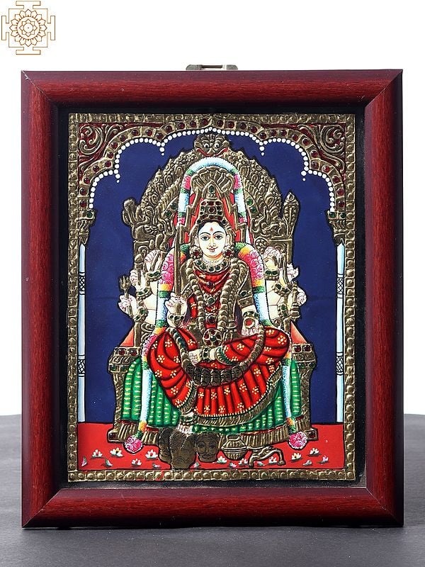 Samayapuram Mariamman Tanjore Painting with Wooden Frame
