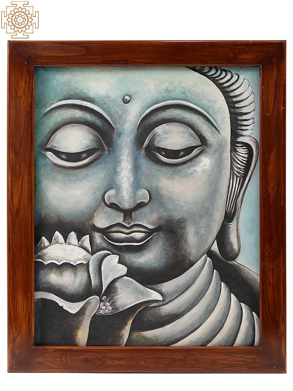 Peaceful Buddha Painting With Wooden Frame