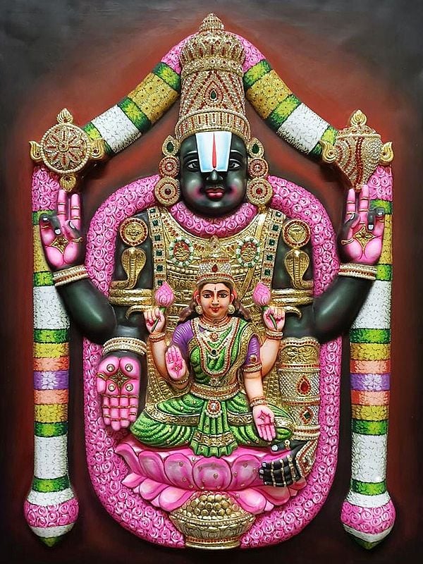 Tirupati Balaji (Venkateshvara) with Goddess Lakshmi | Tanjore Painting ...