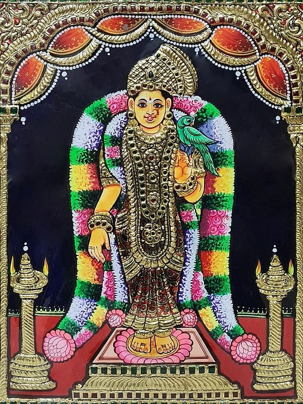 Goddess Andal Tanjore Painting | Exotic India Art