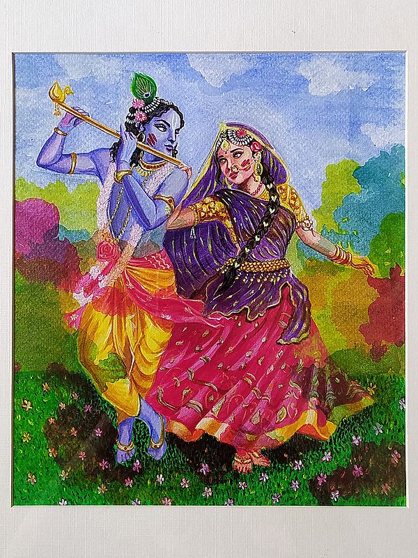 Radha Krishna Playing Holi | Acrylic on Canvas | Painting by Sneha Singh
