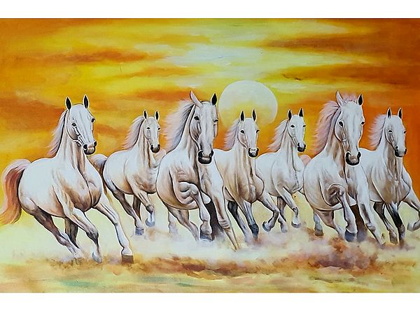 7 Running Horses Painting | Oil Art on Canvas | Artwork by Jagriti Sharma