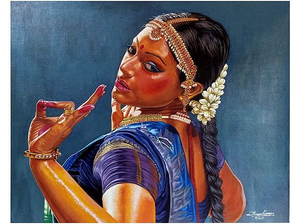 Bharatnatyam Dancing Lady | Acrylic Painting on Canvas by Arun Kumar