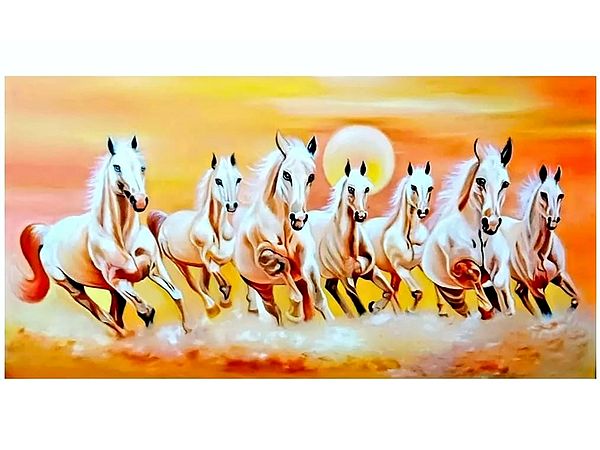 Seven Running Horses (Symbolize The Strength and Success) | Painting by Anjali