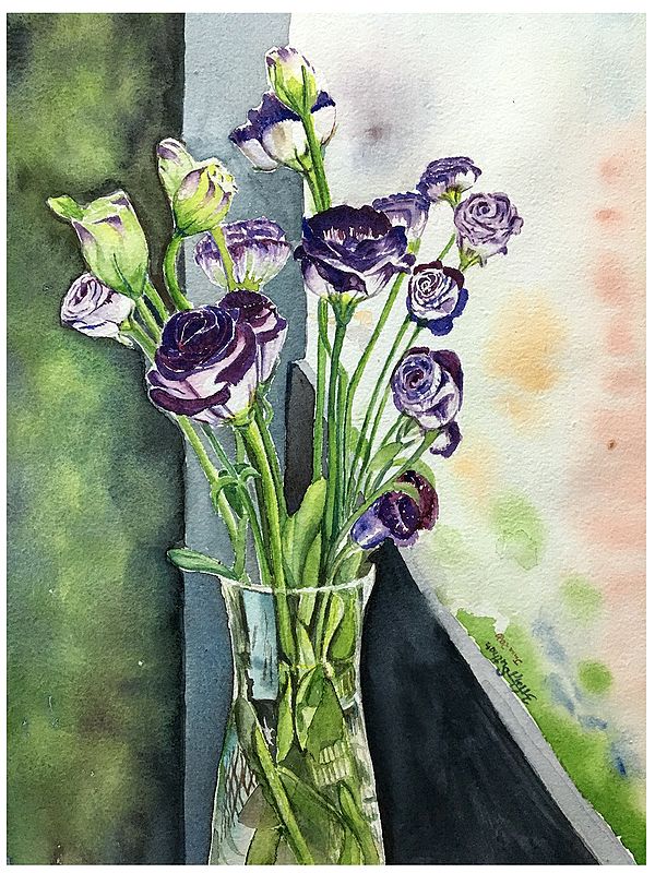 Purple Tulips in Vase | Water Color Painting | Amit Suthar