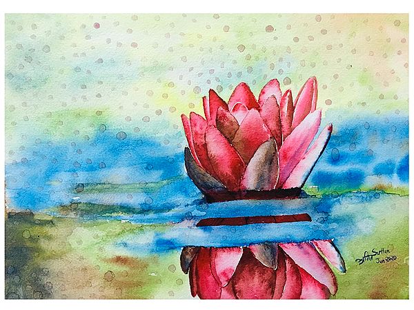 Lotus in Pond | Water Color Painting | Amit Suthar