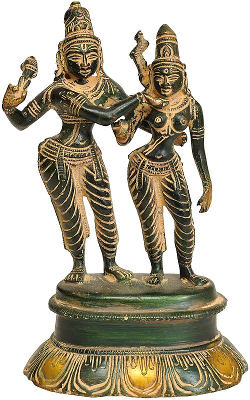 5" Dancing Lord Shiva Parvati Brass Statue | Handmade